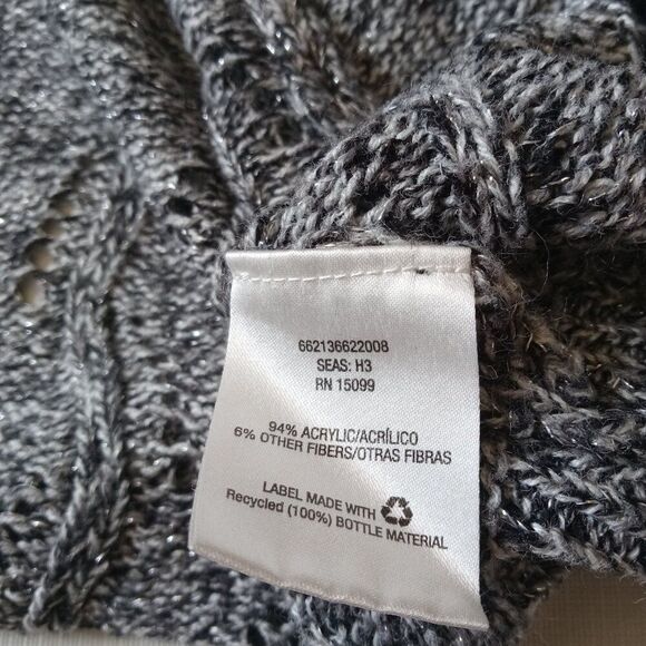 Laura Scott Gray and Silver Plus Size Marled Knit Open Front Cardigan Women's 2X - Picture 4 of 12